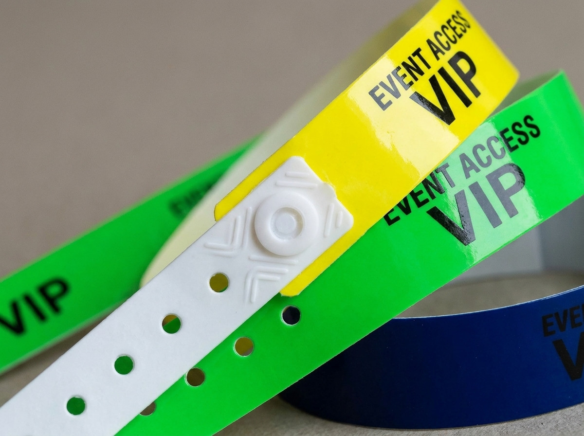 Pulseras de vinilo PVC de colores con cierre de presión, material plástico resistente